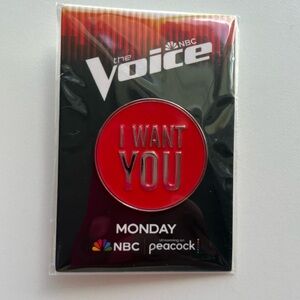 The Voice NBC red and silver ‘I WANT YOU’ lapel pin